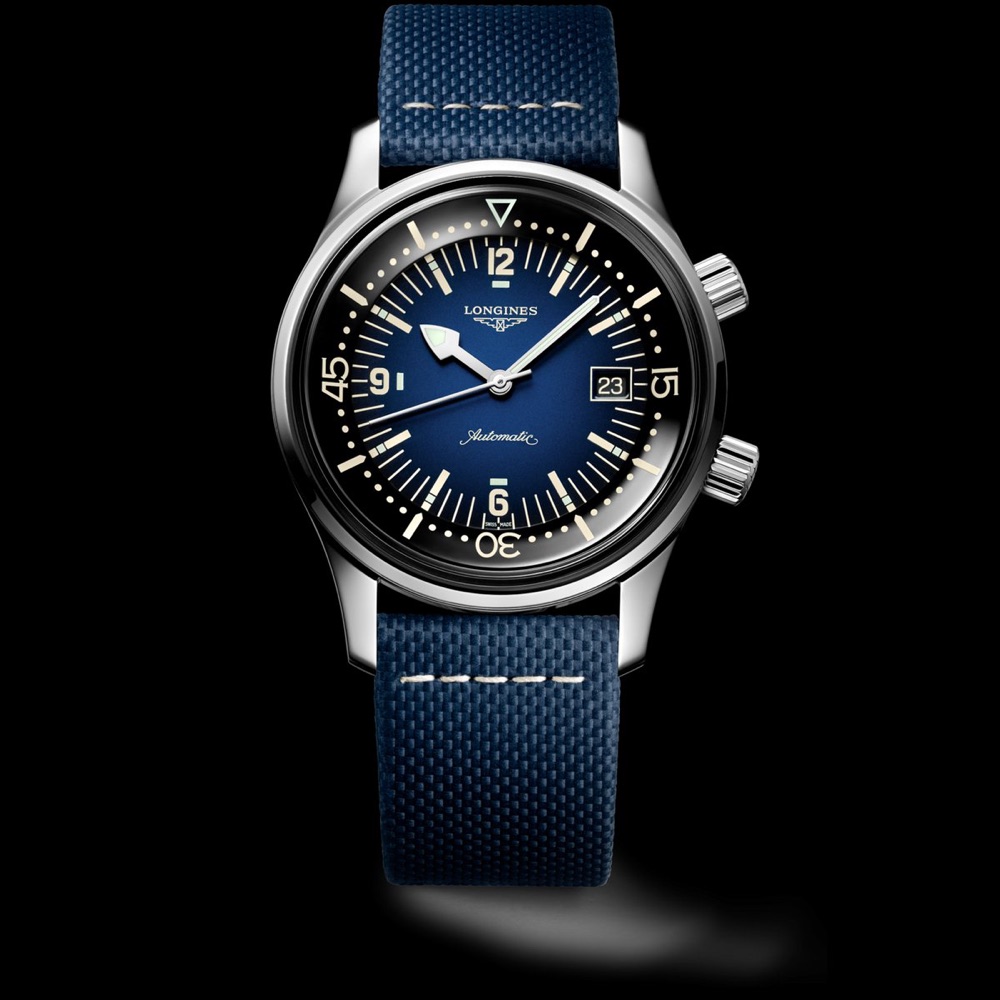 Longines Legend Diver 42 mm (blue dial, leather strap)