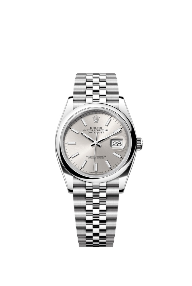 Rolex Datejust 36 (silver dial, smooth bezel, Jubilee)